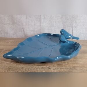 Decorative Leaf & Birds Ceramic Tray Bird Feeder